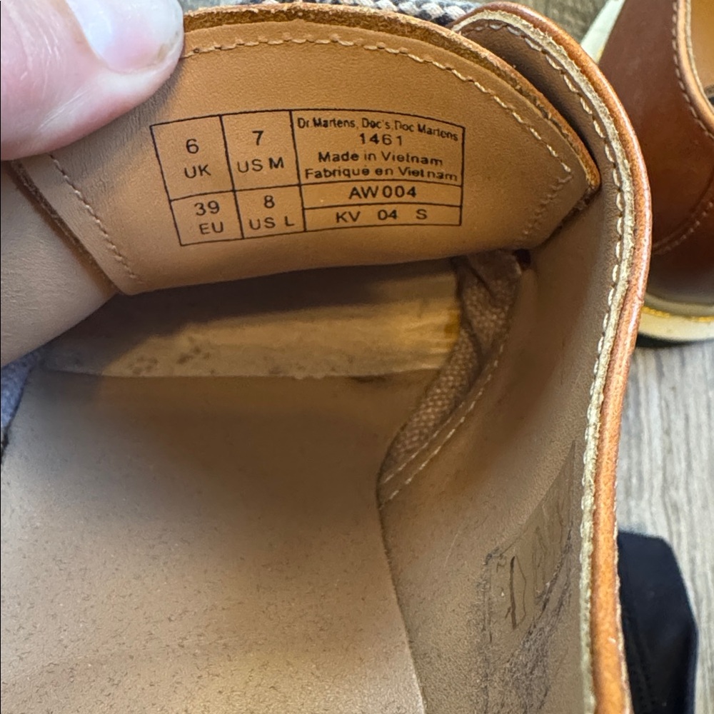 Dr. Martens Brown Leather Derby Shoes with Cream Soles - Picture 9 of 12